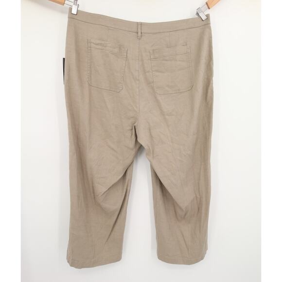NYDJ Pants Wide Leg Cropped Capri Tan Khaki Linen Blend Plus Size 16W NWT - Picture 12 of 12